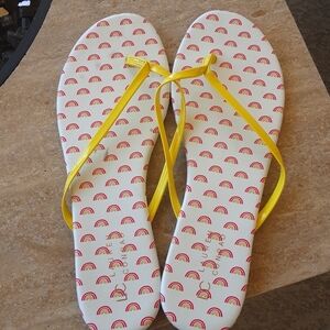 LC Lauren Conrad white and yellow flip flops size 10 M